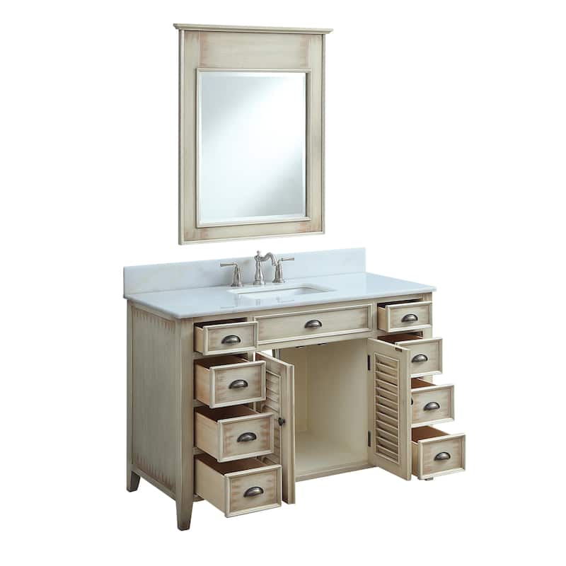 46" Benton Collection Abbeville Distressed Beige Bathroom Vanity