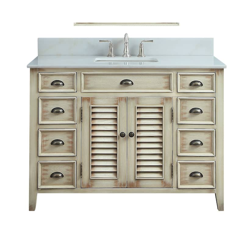 46" Benton Collection Abbeville Distressed Beige Bathroom Vanity