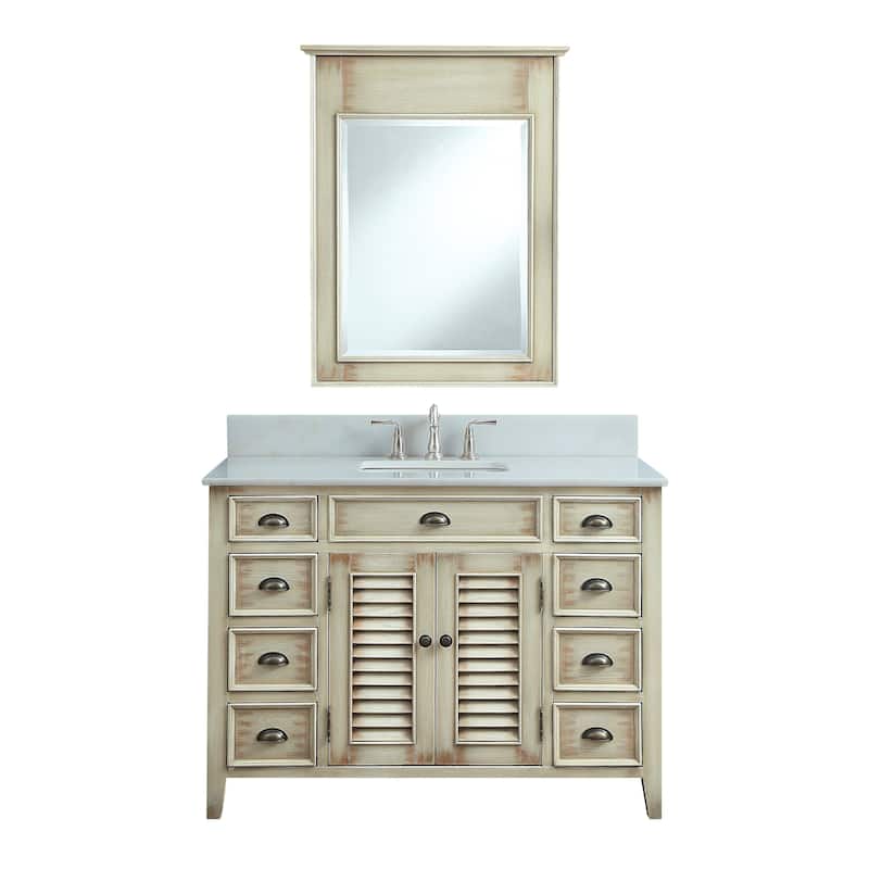 46" Benton Collection Abbeville Distressed Beige Bathroom Vanity