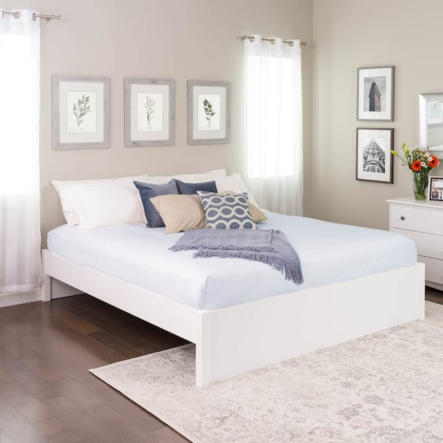 Prepac King Select 4-Post Platform Bed with Optional Drawers - White Platform Bed Only