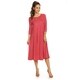 preview thumbnail 43 of 46, Women's Solid A-Line Paneled Detail Midi Jersey Knit Dress