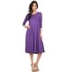 preview thumbnail 15 of 46, Women's Solid A-Line Paneled Detail Midi Jersey Knit Dress