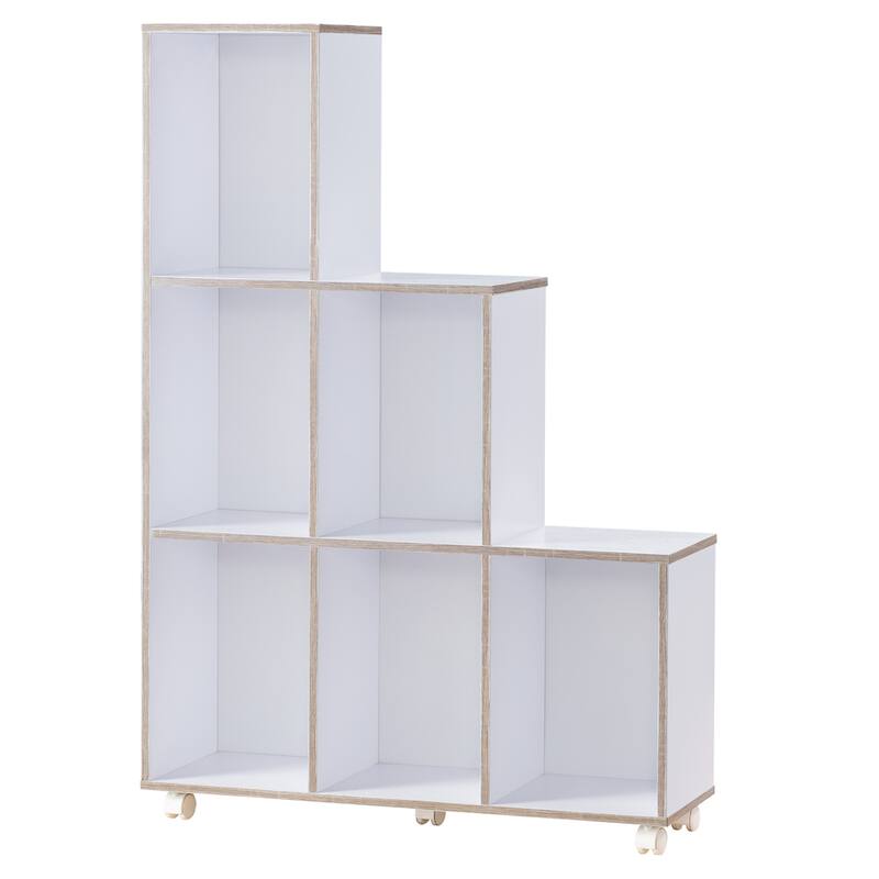 Seas Contemporary 6-Shelf Display Cabinet with Casters by Furniture of America
