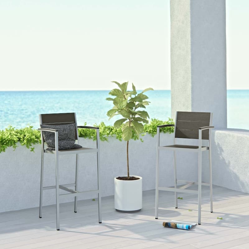 Shore Aluminum Outdoor Bar Stool (Set of 2)