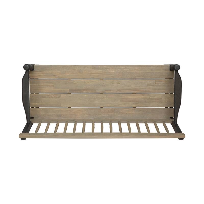 Imperial Outdoor Rustic Acacia Wood Bench with Shelf by Christopher Knight Home