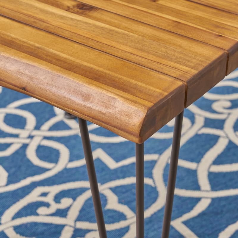 Christopher Knight Home Zion Outdoor Industrial Acacia Wood Dining Table - 32.50"L x 32.50"W x 29.00"H