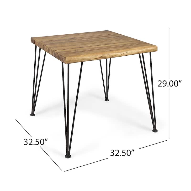 Christopher Knight Home Zion Outdoor Industrial Acacia Wood Dining Table - 32.50"L x 32.50"W x 29.00"H
