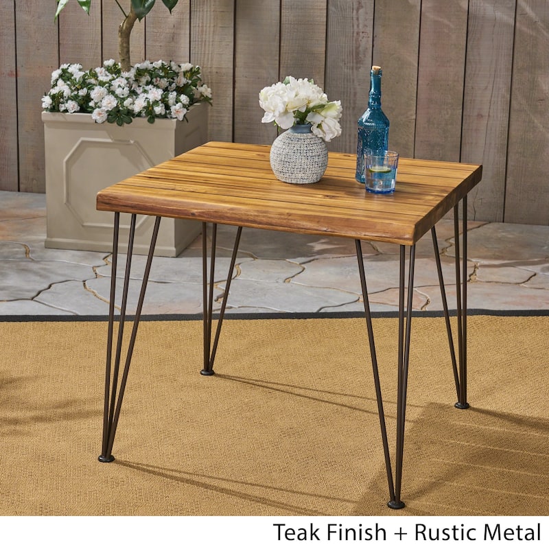 Christopher Knight Home Zion Outdoor Industrial Acacia Wood Dining Table - 32.50"L x 32.50"W x 29.00"H