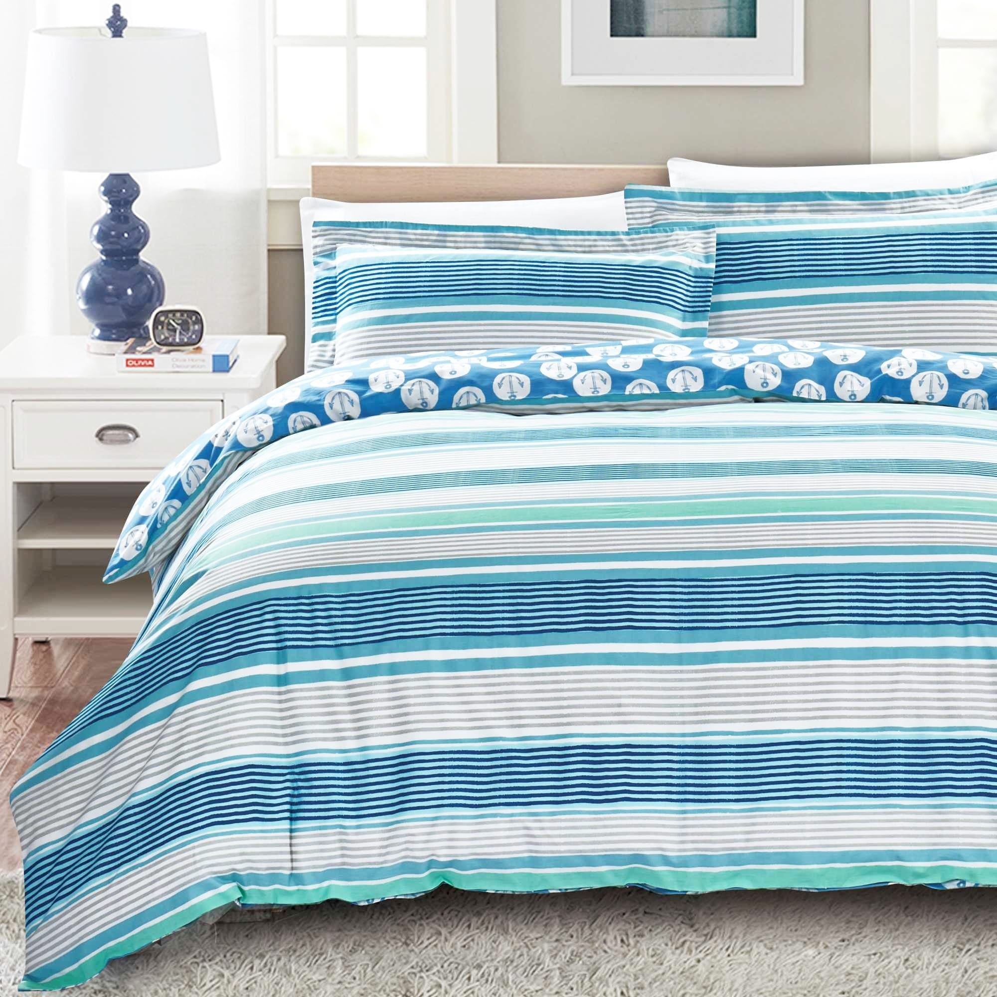 Shop California Design Den Cotton Nautical Stripe Duvet Cover Set