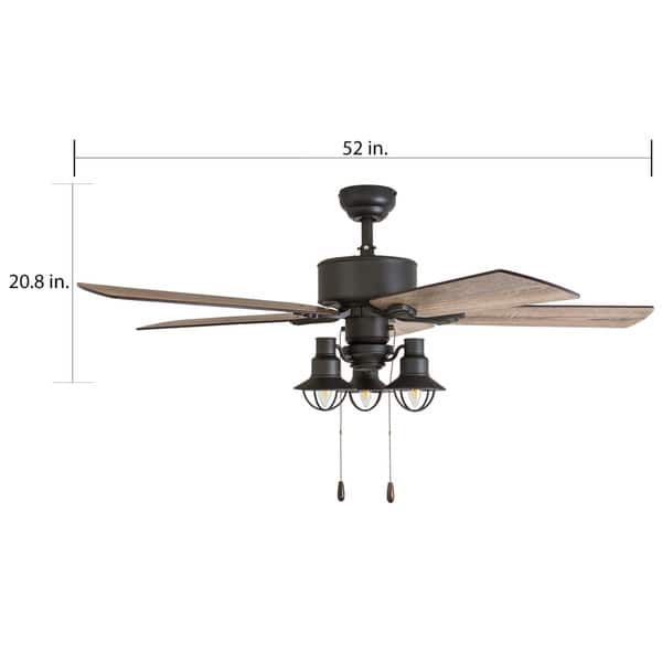 dimension image slide 2 of 2, The Gray Barn Stormy Grain 52-inch Aged Bronze LED Ceiling Fan