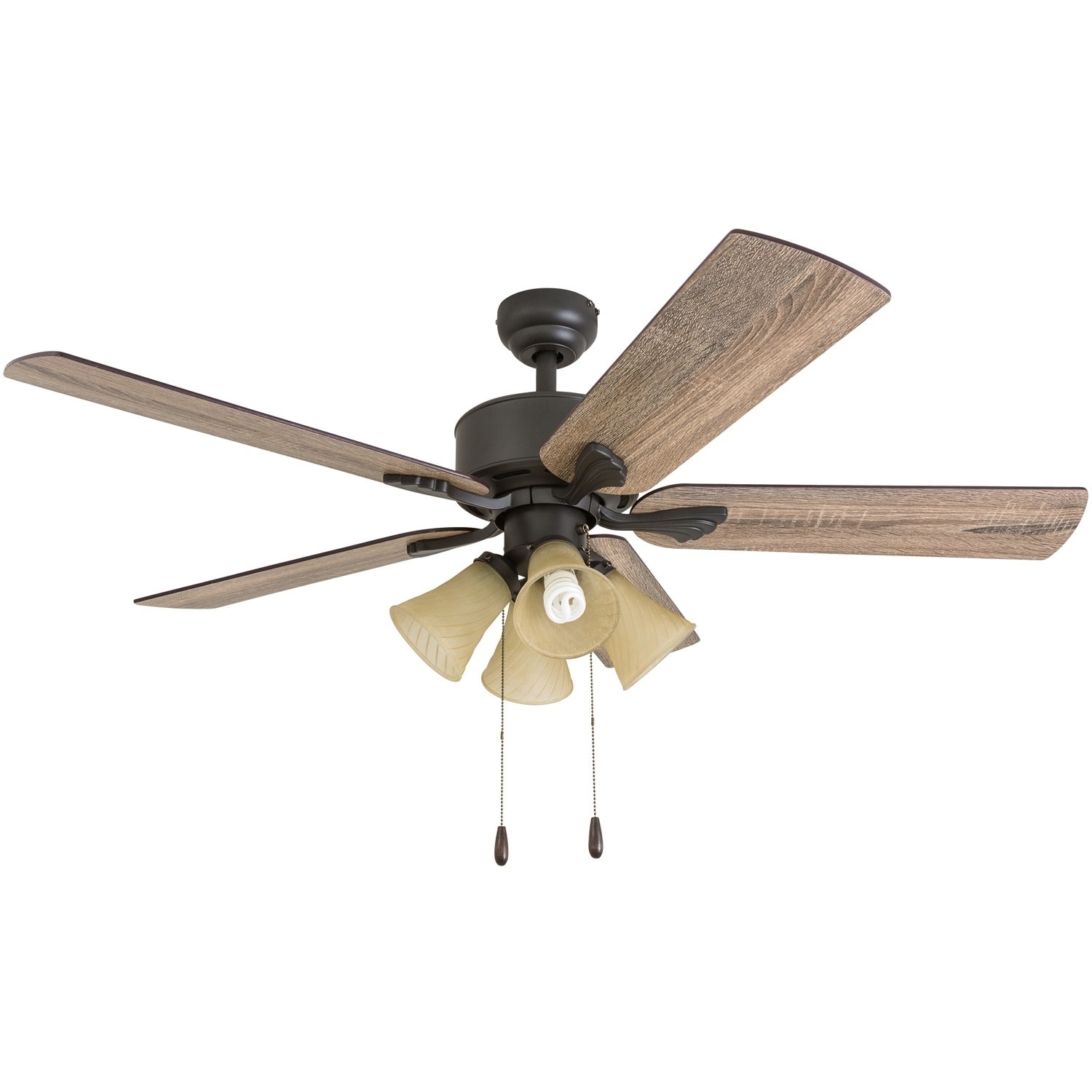 The Gray Barn Rodenkirchen Farmhouse 52 Inch Aged Bronze Ceiling Fan With Light In 3 Speed Remote