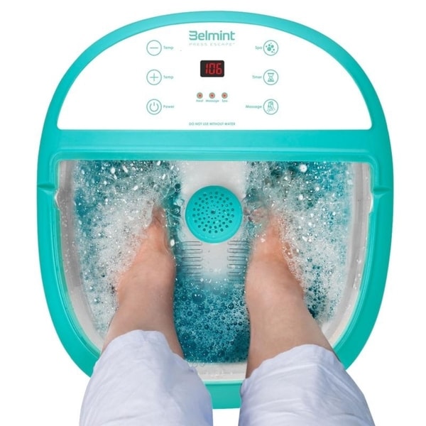 Foot Spa Massager w/ Heat Function O2 Bubbles & 6 Pressure Rollers