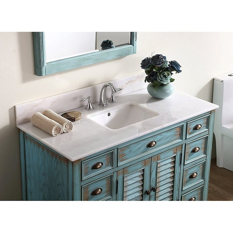46" Benton Collection Abbeville Distressed Blue Bathroom Vanity