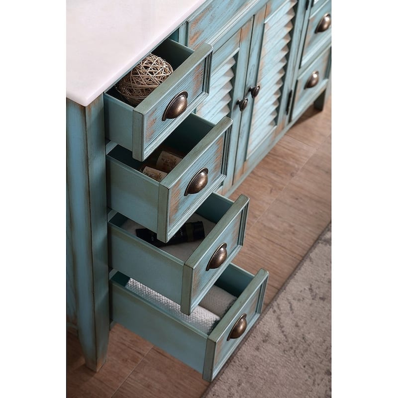 46" Benton Collection Abbeville Distressed Blue Bathroom Vanity