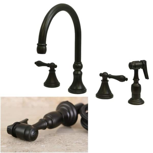 Oil Rubbed Bronze 4 Hole Kitchen Faucet And Sprayer On Sale Overstock 2234339