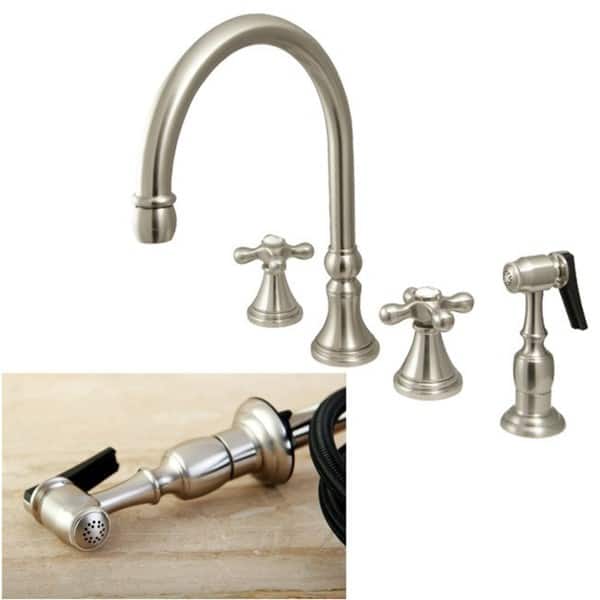 Shop Brushed Nickel 4 Hole Cross Handles Kitchen Faucet And