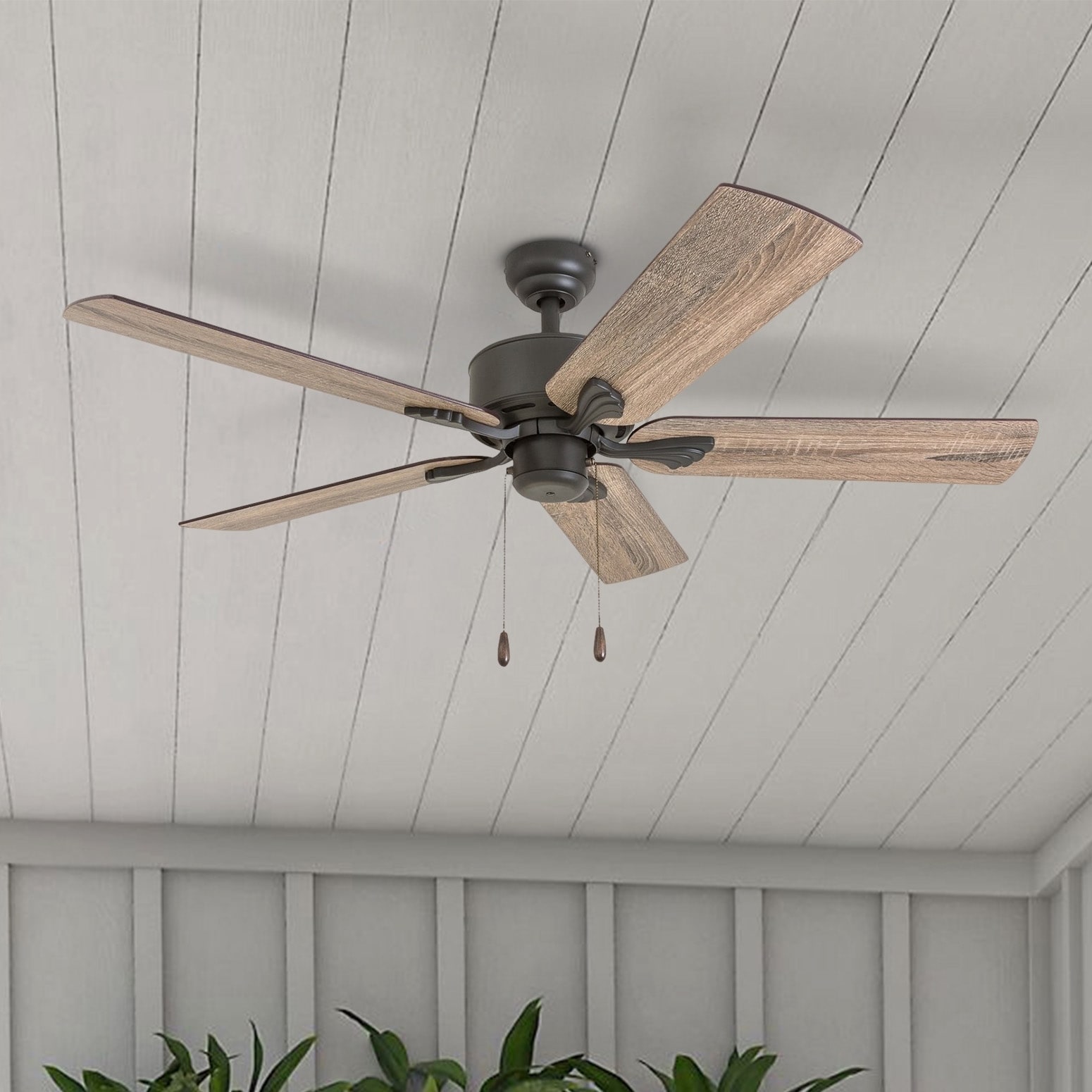 Details about   The Gray Barn Grumio Distressed White 52-inch Ceiling Fan With 5 Barnwood Blades 