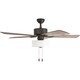 preview thumbnail 6 of 5, Prominence Home Snowden Farmhouse 52" Aged Bronze LED Ceiling Fan, Linen Drum Light