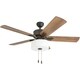 preview thumbnail 2 of 5, Prominence Home Snowden Farmhouse 52" Aged Bronze LED Ceiling Fan, Linen Drum Light