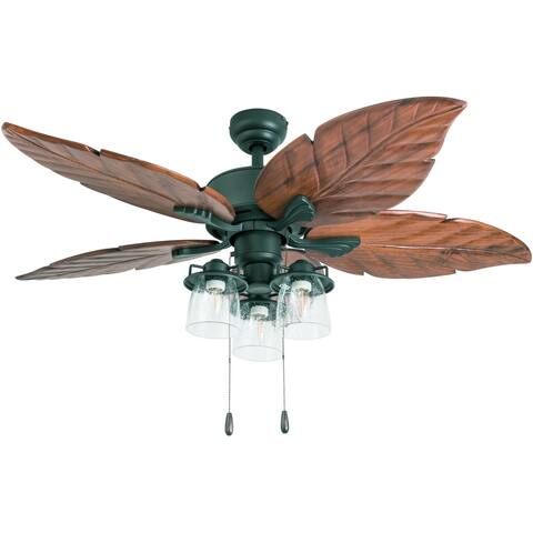 Copper Grove Khust 52-inch Aged Bronze LED Lighted Ceiling Fan with Hand-carved Blades