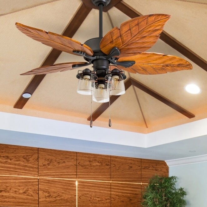 Copper Grove Khust 52 Inch Aged Bronze Led Lighted Ceiling Fan With Hand Carved Blades