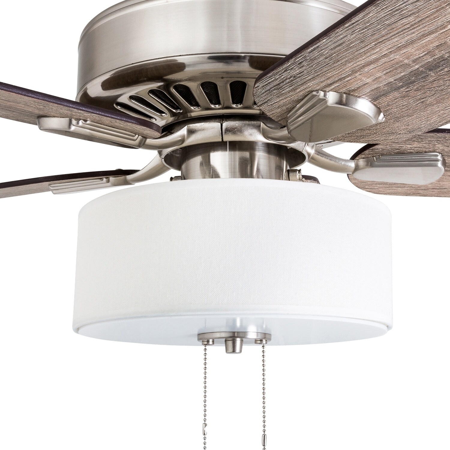 Prominence Home Canyon Lakes Farmhouse 52 Brushed Nickel Led Ceiling Fan Drum Light Barnwood Blades 3 Speed Remote