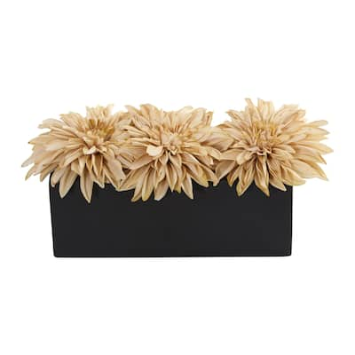 Dahlia Artificial Arrangement in Black Planter