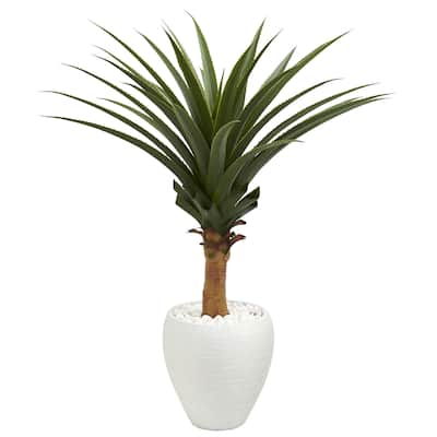 Agave Artificial Plant in White Planter