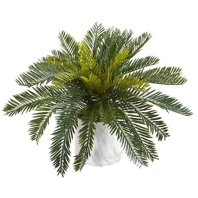 Cycas Artificial Plant in Marble Finished Vase