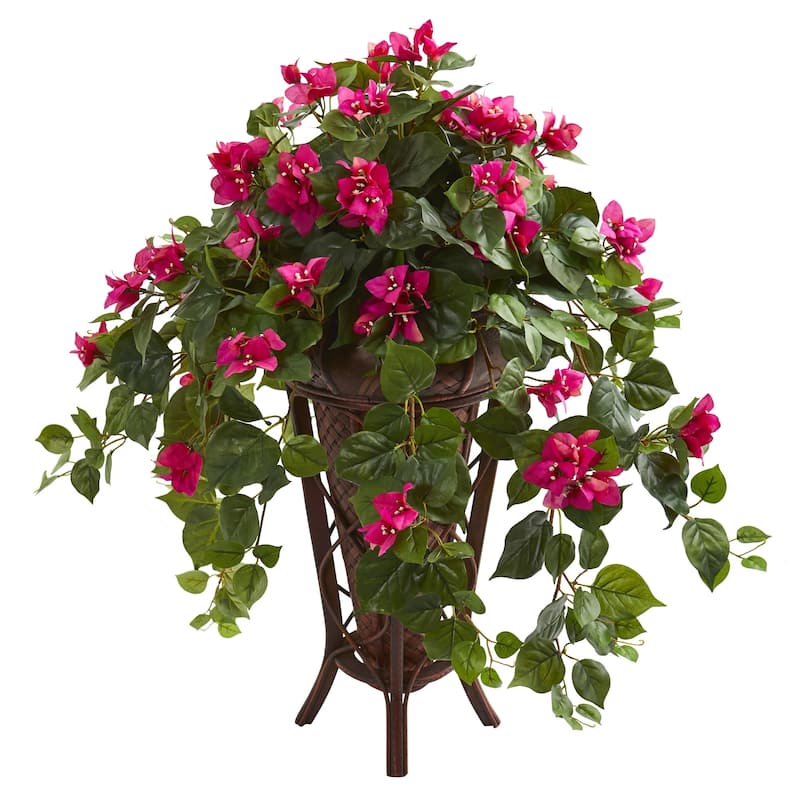 Bougainvillea Artificial Plant in Stand Planter - Bed Bath & Beyond ...