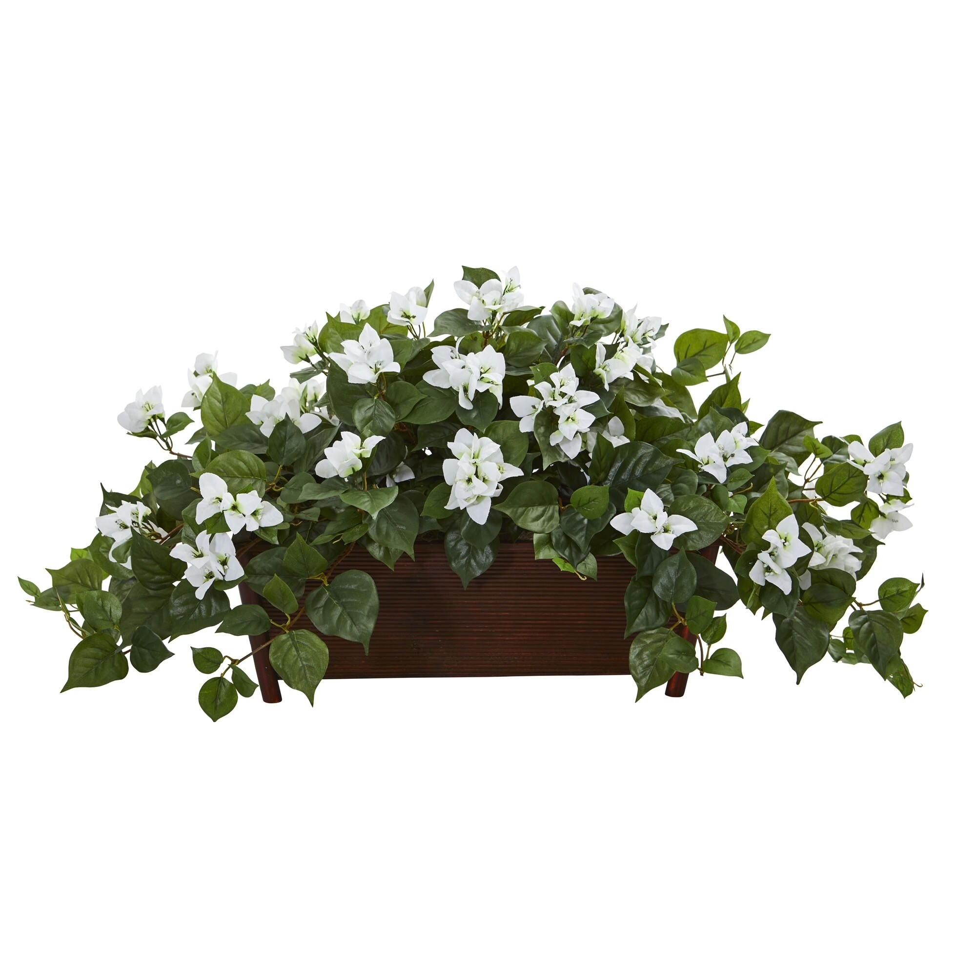 6' Artificial Bougainvillea Tree with White Decorative Planter Green
