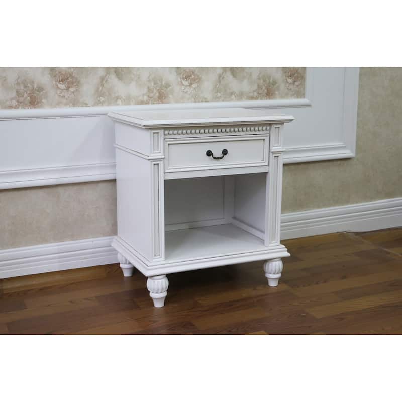 Windsor Carved Wood 1-Drawer Night Stand