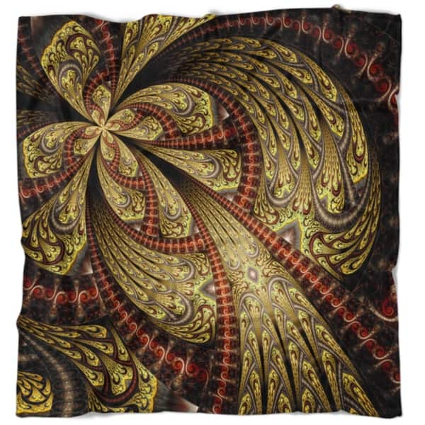 Designart Symmetrical Brown Red Fractal Flower Floral Throw Blanket Overstock 22350080