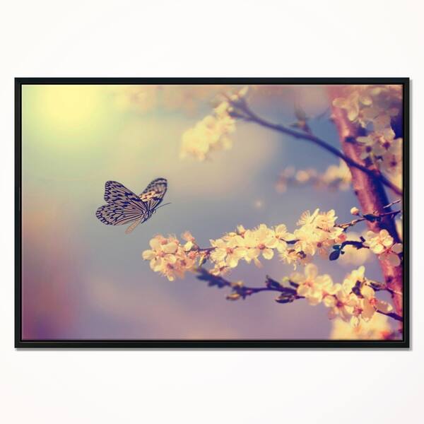 Shop Designart Vintage Butterfly With Flowers Large Floral