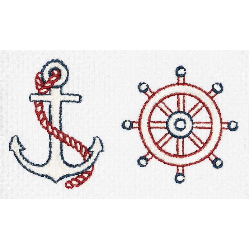 Authentic Hotel and Spa Turkish Cotton Nautical Embroidered White 4-piece Towel Set