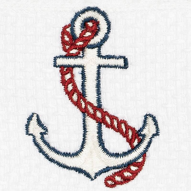 Authentic Hotel and Spa Turkish Cotton Nautical Embroidered White 4-piece Washcloth Set