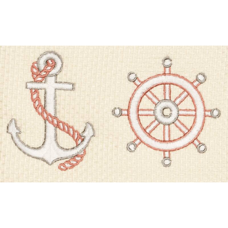 Authentic Hotel and Spa Turkish Cotton Nautical Embroidered Cream Hand Towel