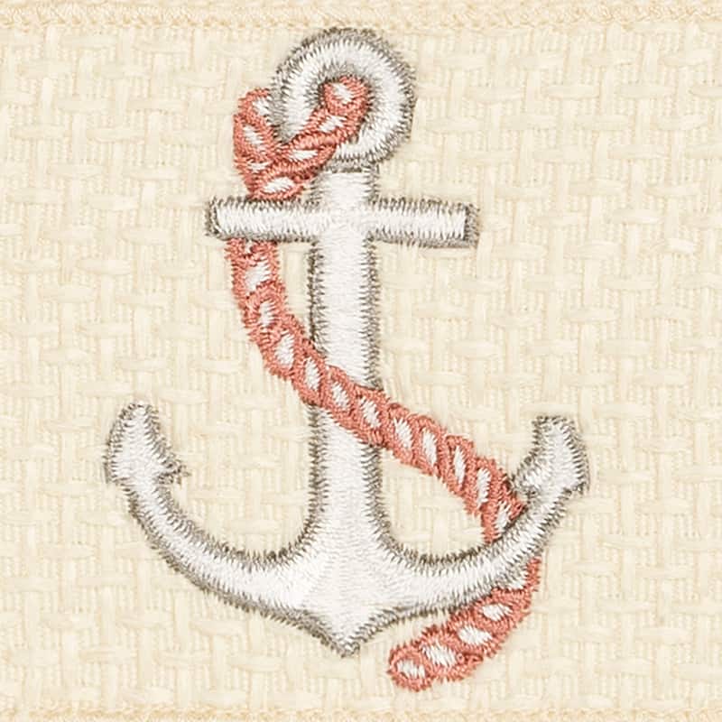 Authentic Hotel and Spa Turkish Cotton Nautical Embroidered Cream 2-piece Washcloth Set