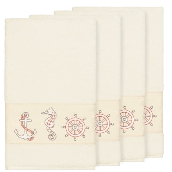 Linum Home Textiles Easton Turkish Cotton Embellished Bath Towel Cream