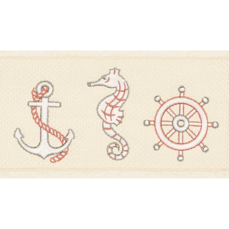 Authentic Hotel and Spa Turkish Cotton Nautical Embroidered Cream 4-piece Towel Set