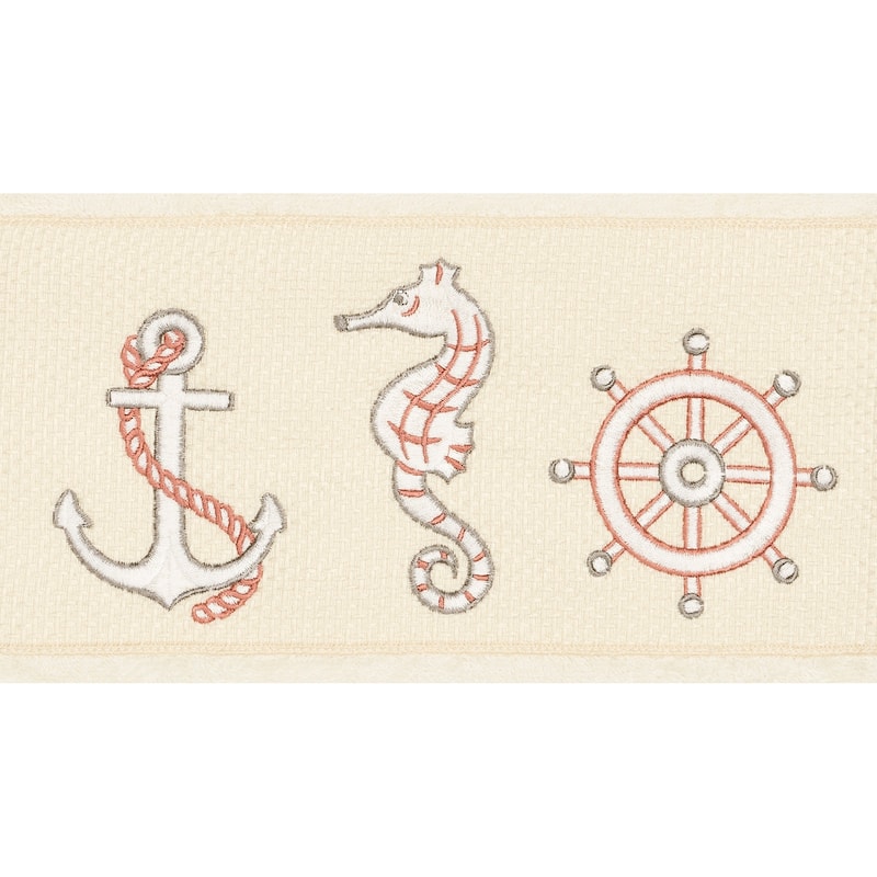 Authentic Hotel and Spa Turkish Cotton Nautical Embroidered Cream 4-piece Towel Set