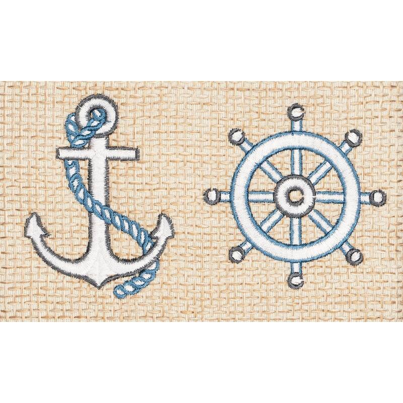 Authentic Hotel and Spa Turkish Cotton Nautical Embroidered Teal Blue 4-piece Hand Towel Set