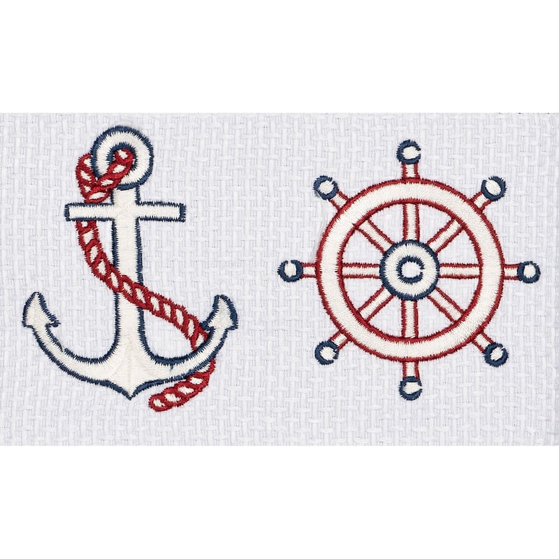 Authentic Hotel and Spa Turkish Cotton Nautical Embroidered Midnight Blue 4-piece Towel Set