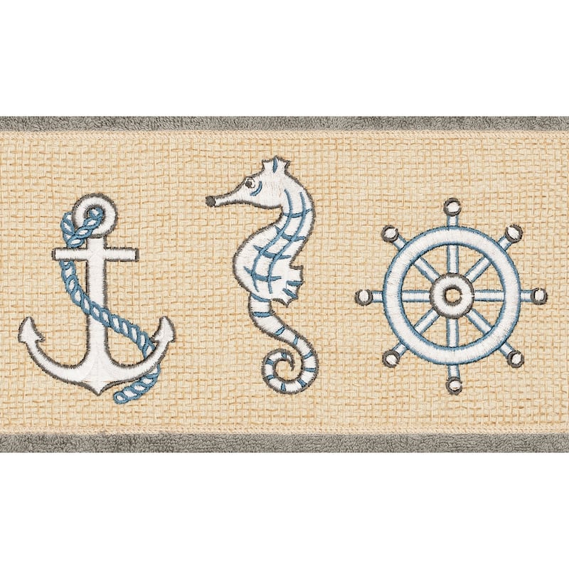 Authentic Hotel and Spa Turkish Cotton Nautical Embroidered Dark Grey 4-piece Towel Set