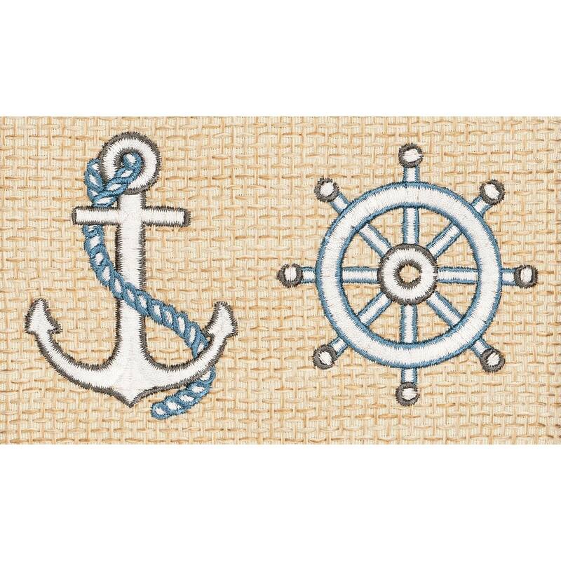 Authentic Hotel and Spa Turkish Cotton Nautical Embroidered Dark Grey Hand Towel