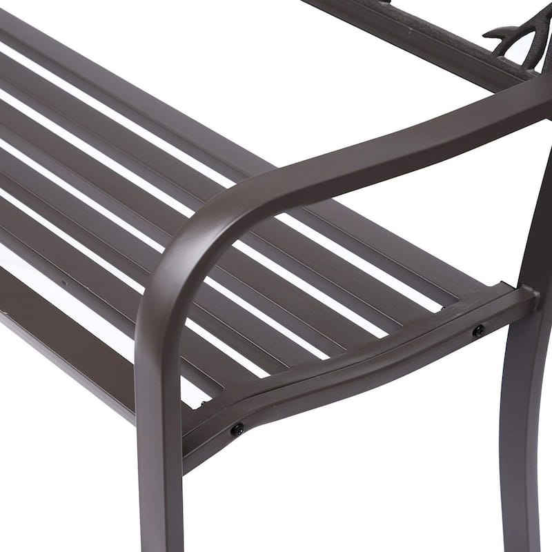 Outsunny 50" Cast Iron Vintage Bird Pattern Garden Patio Bench