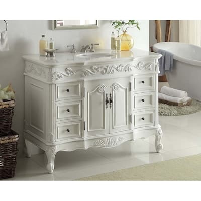 48" Benton Collection Beckham Antique White Bathroom Vanity