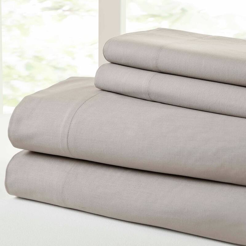 Modern Threads Vintage Washed Cotton 4-Piece Bed Sheet Set - Platinum - King