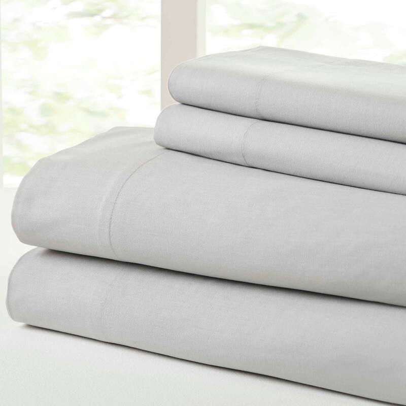 Modern Threads Vintage Washed Cotton 4-Piece Bed Sheet Set - Silver - King