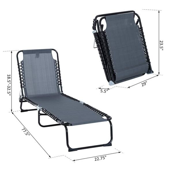 Outsunny 3 Position Reclining Beach Chair Chaise Lounge Outsunny 3 Position Reclining